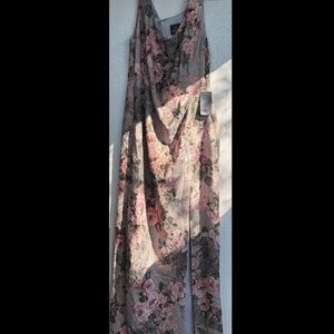 Adrianna Papell Pink and Black Floral Gown